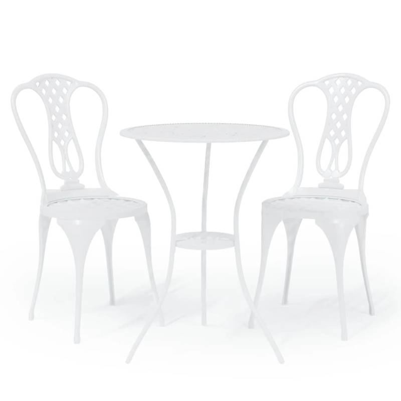 vidaXL 3-tlg Bistro-Set Aluminiumguss Weiß Modell 10 von VIDAXL