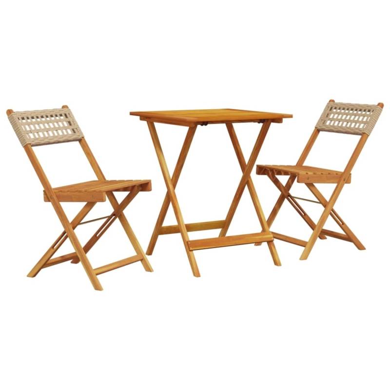 vidaXL 3-tlg Bistro-Set Beige Poly Rattan und Massivholz Modell 4 vidaXL 3-tlg Bistro-Set Beige Poly Rattan und Massivholz Modell 4 von VIDAXL