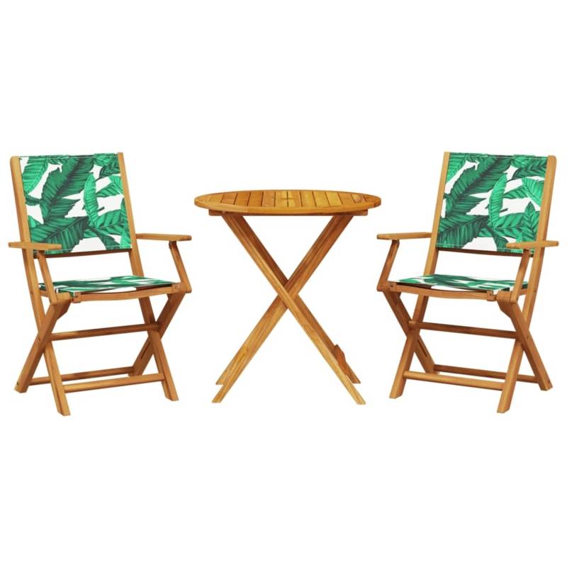 vidaXL 3-tlg Bistro-Set Blattmuster Stoff und Massivholz Modell 3 von VIDAXL