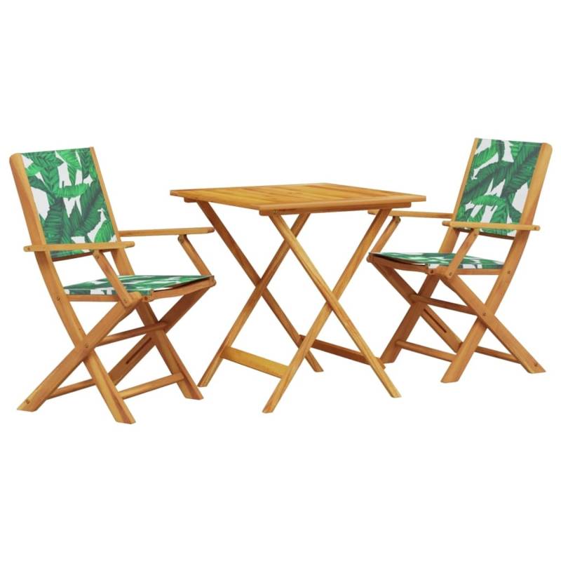vidaXL 3-tlg Bistro-Set Blattmuster Stoff und Massivholz Modell 7 von VIDAXL