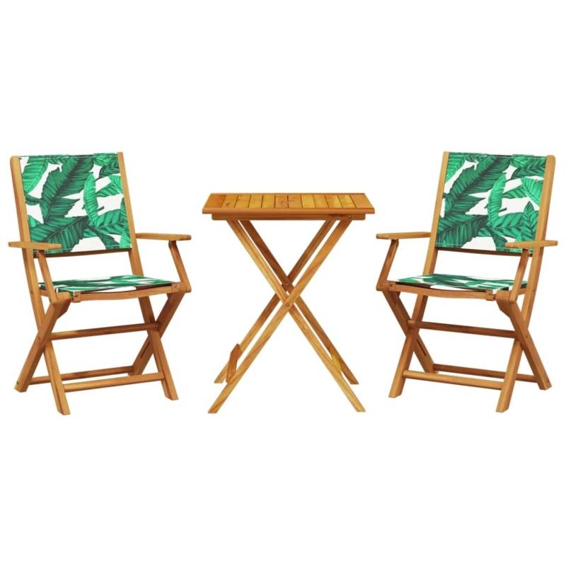 vidaXL 3-tlg Bistro-Set Blattmuster Stoff und Massivholz Modell 8 von VIDAXL