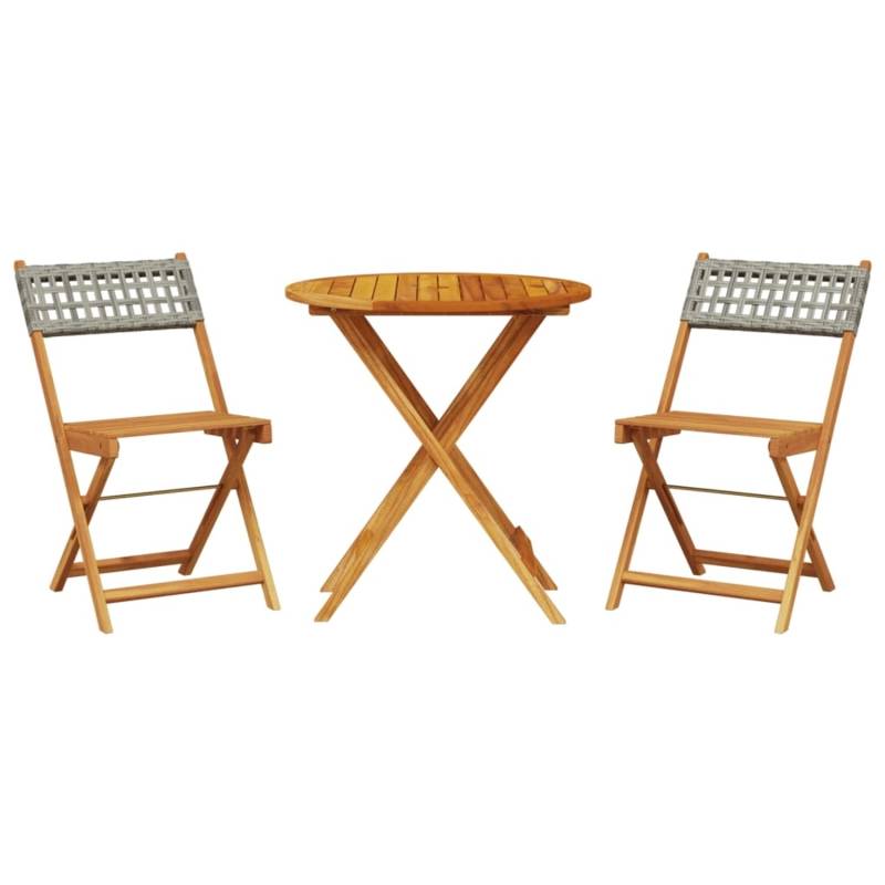 vidaXL 3-tlg Bistro-Set Grau Poly Rattan und Massivholz Modell 1 von VIDAXL