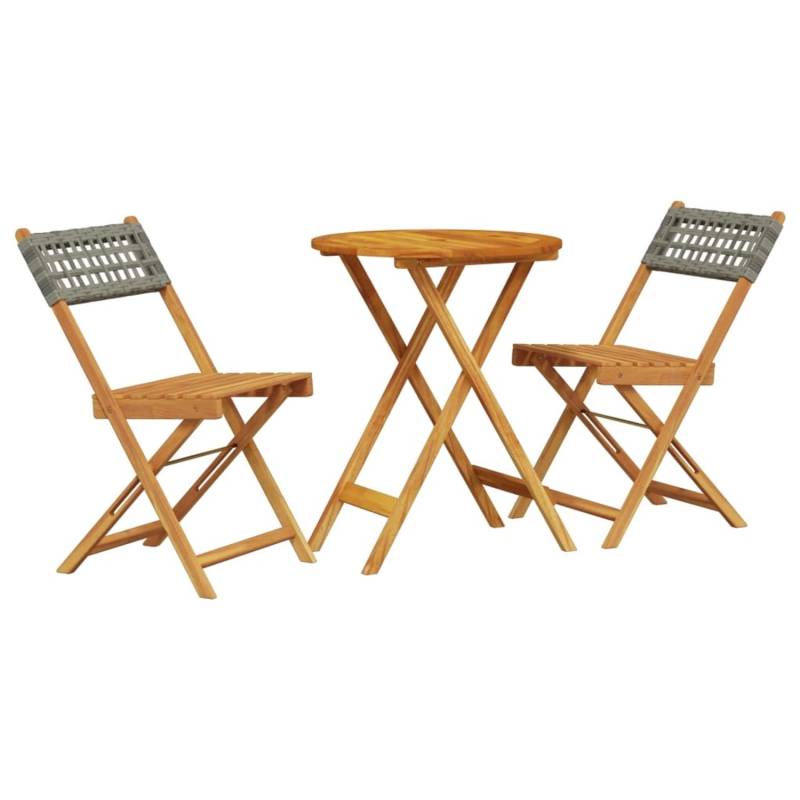 vidaXL 3-tlg Bistro-Set Grau Poly Rattan und Massivholz Modell 2 von VIDAXL