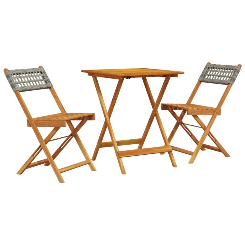 vidaXL 3-tlg Bistro-Set Grau Poly Rattan und Massivholz Modell 3 von VIDAXL