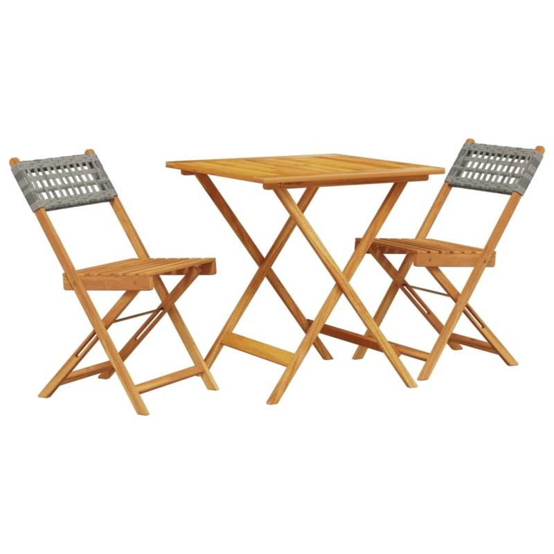 vidaXL 3-tlg Bistro-Set Grau Poly Rattan und Massivholz Modell 4 von VIDAXL