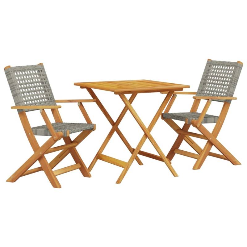 vidaXL 3-tlg Bistro-Set Grau Poly Rattan und Massivholz Modell 7 von VIDAXL