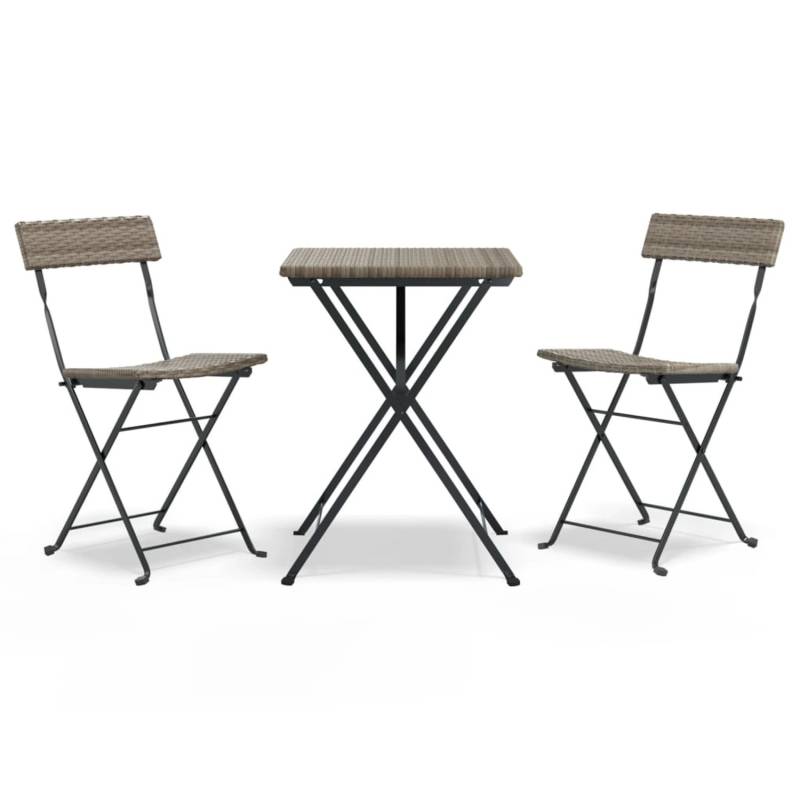 vidaXL 3-tlg Bistro-Set Klappbar Grau Poly Rattan von VIDAXL