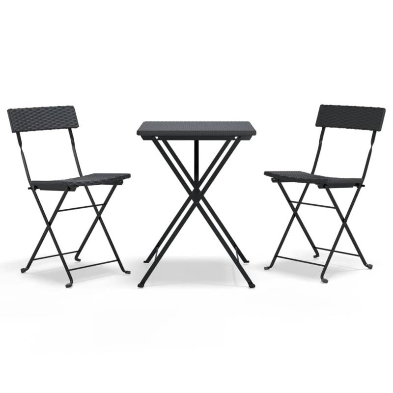 vidaXL 3-tlg Bistro-Set Klappbar Schwarz Poly Rattan von VIDAXL