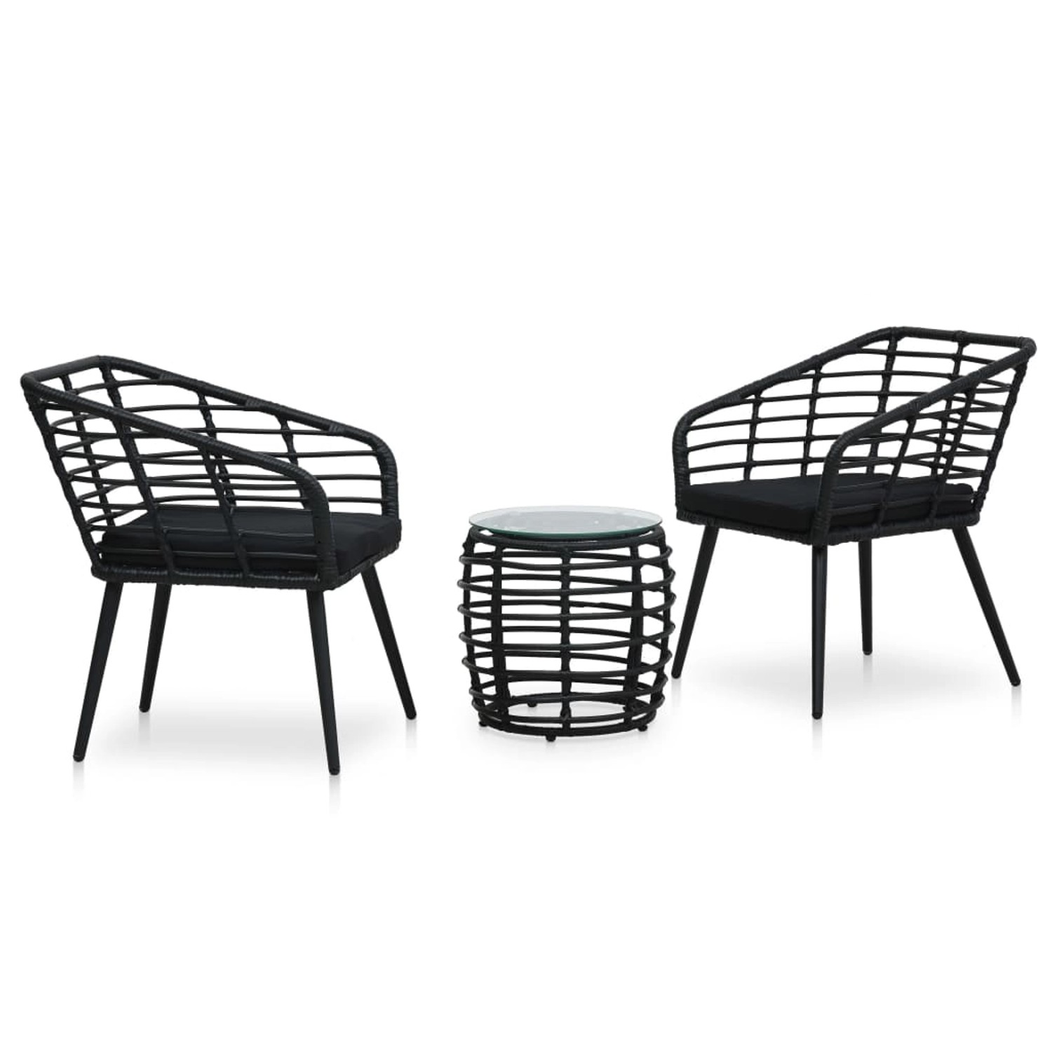 vidaXL 3-tlg Bistro-Set Poly Rattan Schwarz Modell 3 vidaXL 3-tlg Bistro-Set Poly Rattan Schwarz Modell 3 von VIDAXL