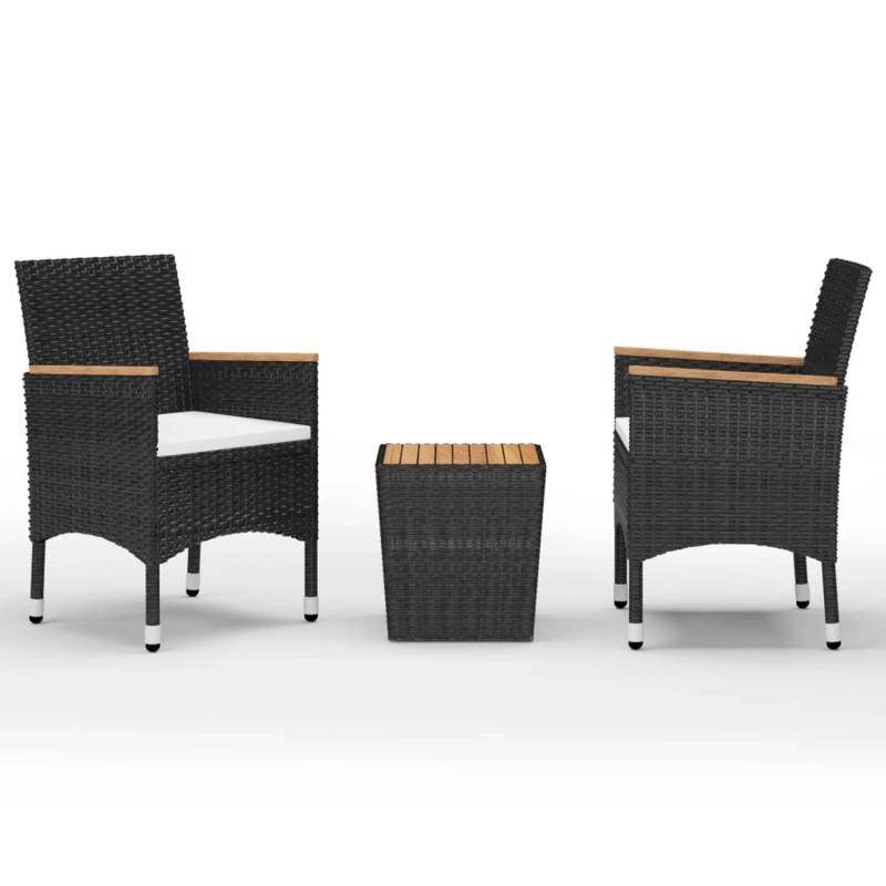 vidaXL 3-tlg Bistro-Set Poly Rattan und Akazienholz Schwarz Modell 2 von VIDAXL