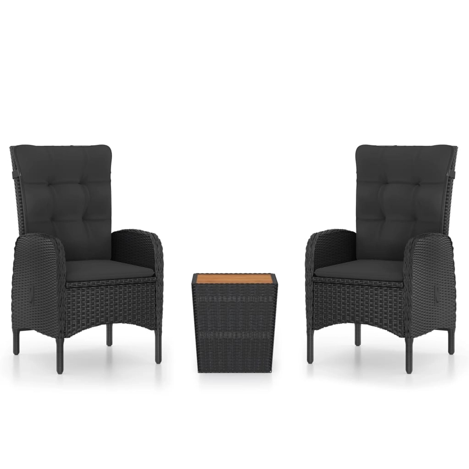 vidaXL 3-tlg Bistro-Set Poly Rattan und Akazienholz Schwarz Modell 5 vidaXL 3-tlg Bistro-Set Poly Rattan und Akazienholz Schwarz Modell 5 von VIDAXL