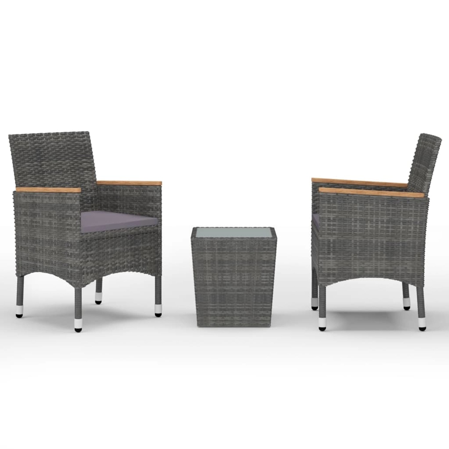 vidaXL 3-tlg Bistro-Set Poly Rattan und Hartglas Grau Modell 2 vidaXL 3-tlg Bistro-Set Poly Rattan und Hartglas Grau Modell 2 von VIDAXL