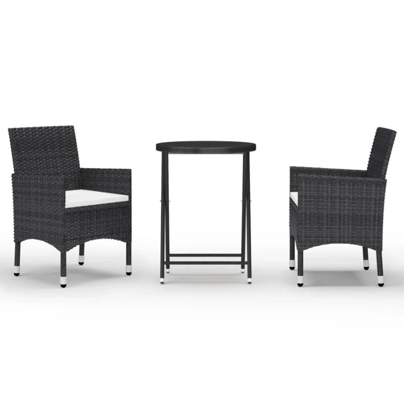 vidaXL 3-tlg Bistro-Set Poly Rattan und Hartglas Schwarz Modell 3 von VIDAXL