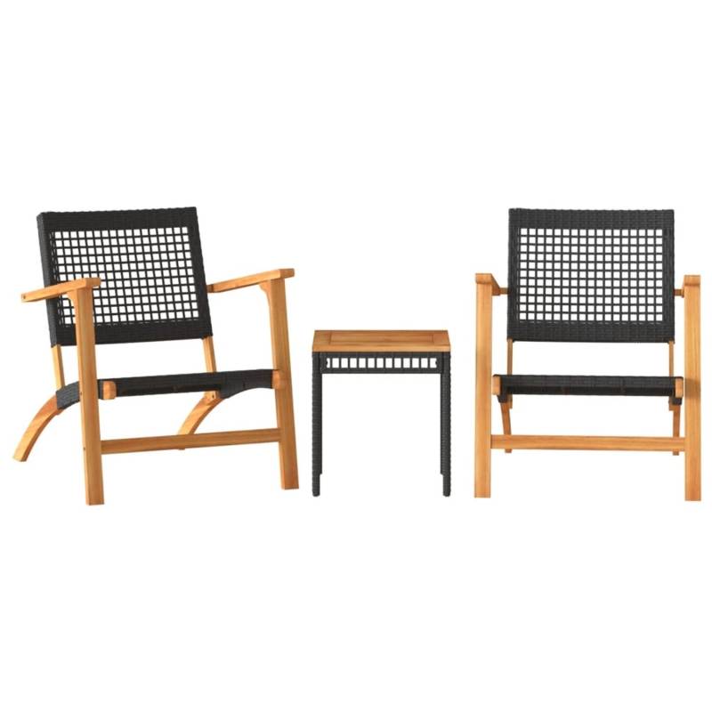 vidaXL 3-tlg Bistro-Set Schwarz Poly Rattan und Massivholz Akazie von VIDAXL