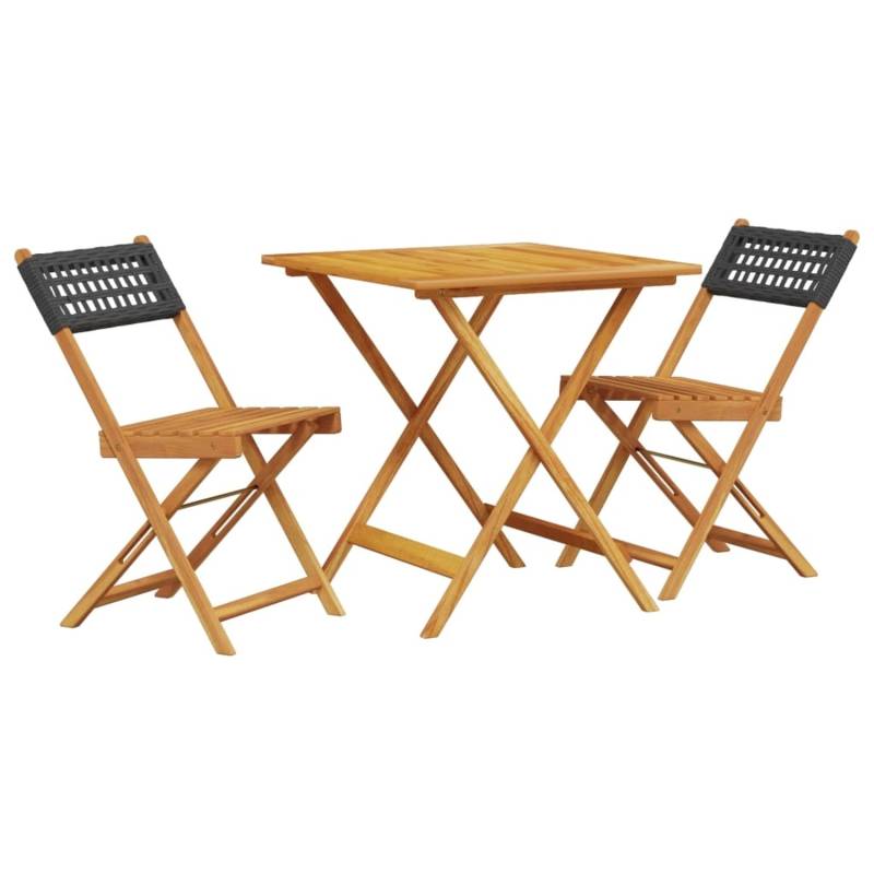 vidaXL 3-tlg Bistro-Set Schwarz Poly Rattan und Massivholz Modell 1 von VIDAXL