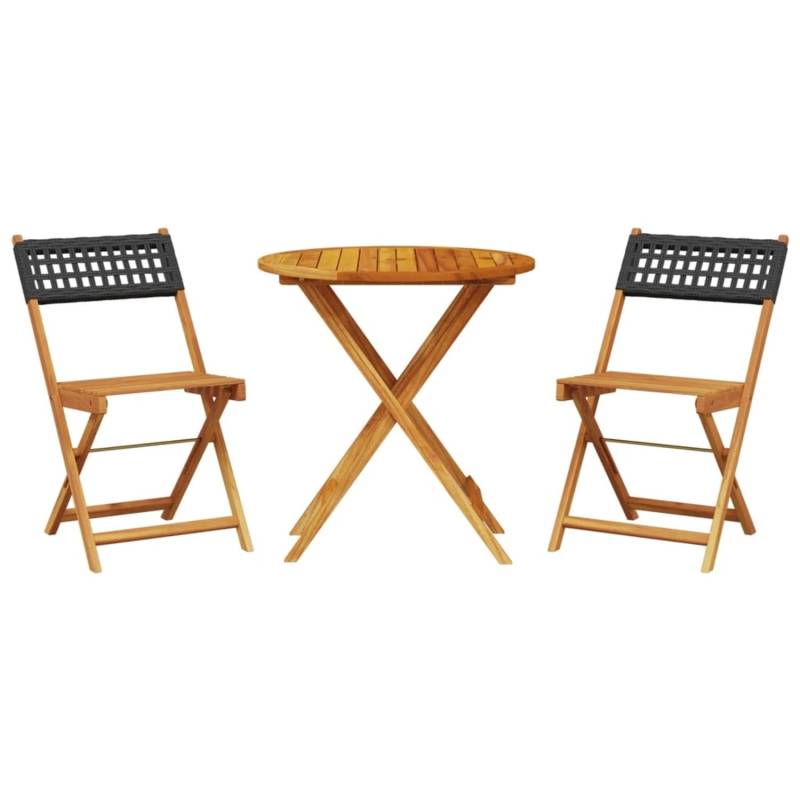 vidaXL 3-tlg Bistro-Set Schwarz Poly Rattan und Massivholz Modell 2 von VIDAXL