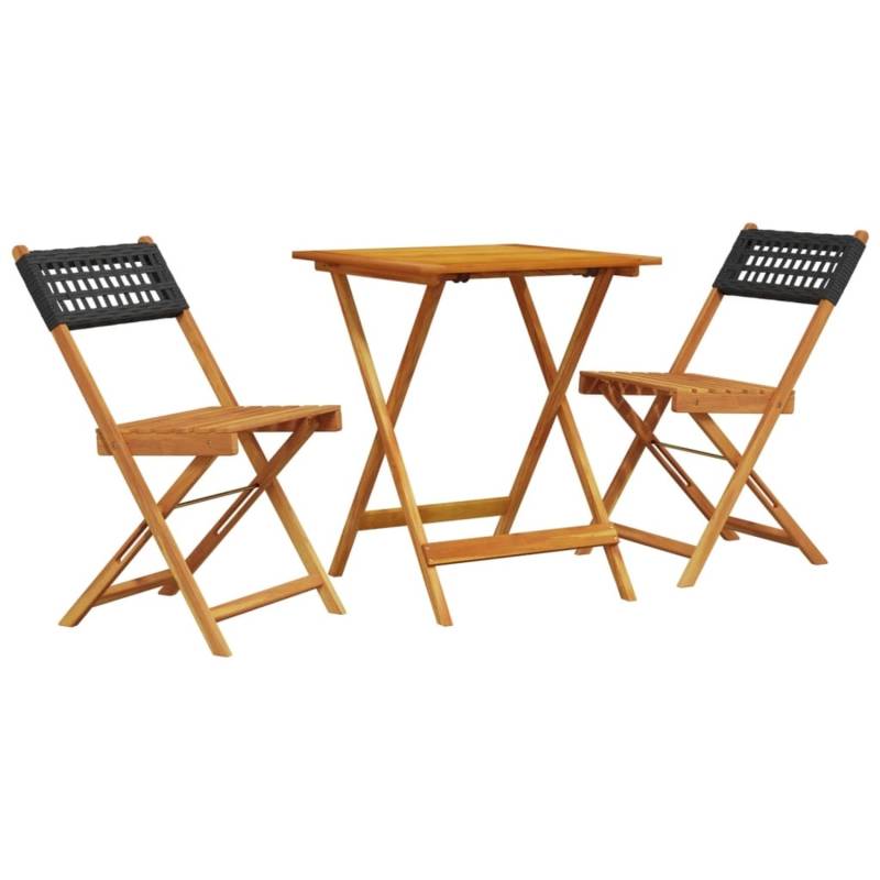 vidaXL 3-tlg Bistro-Set Schwarz Poly Rattan und Massivholz Modell 3 von VIDAXL