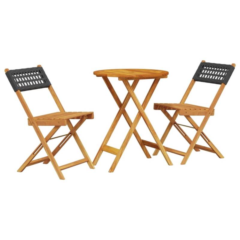 vidaXL 3-tlg Bistro-Set Schwarz Poly Rattan und Massivholz Modell 4 von VIDAXL