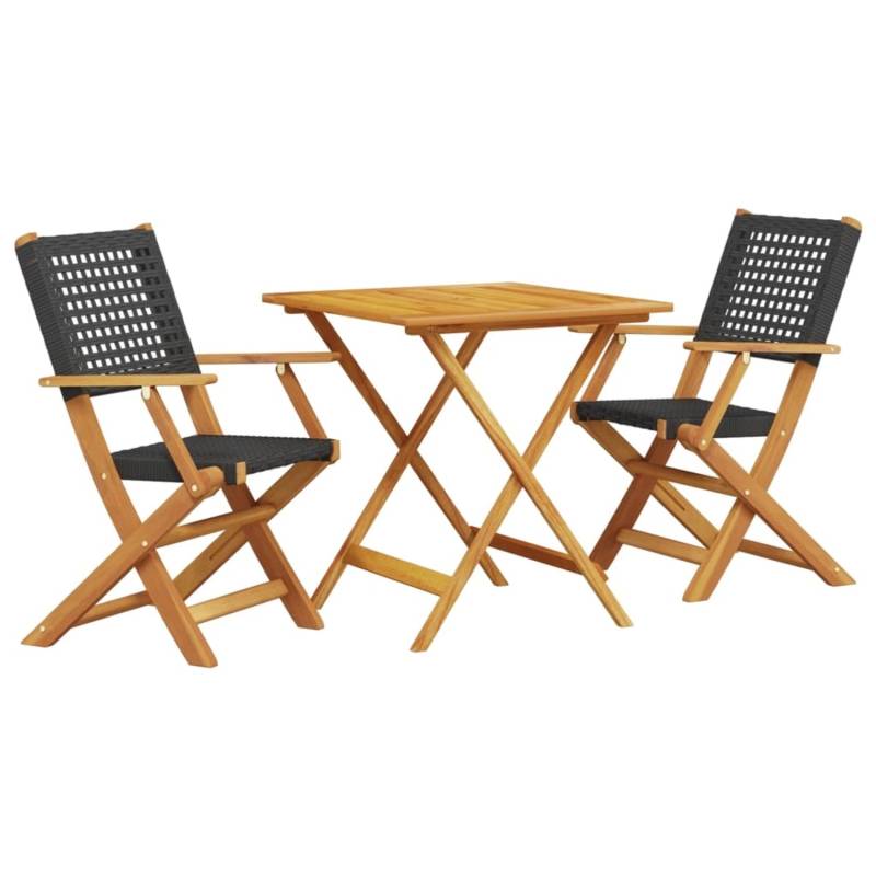 vidaXL 3-tlg Bistro-Set Schwarz Poly Rattan und Massivholz Modell 5 von VIDAXL