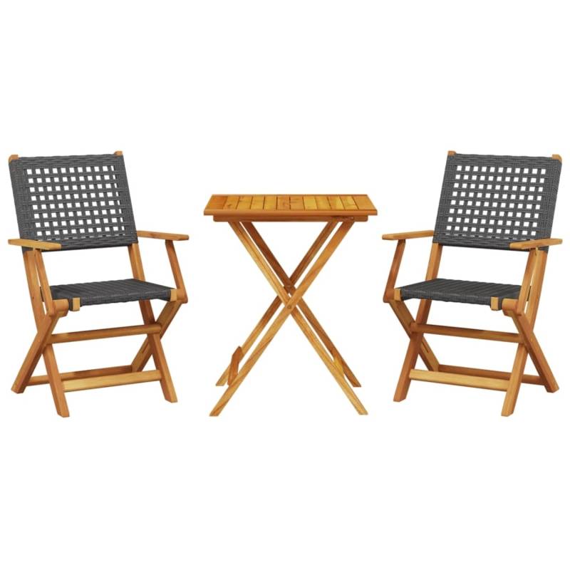 vidaXL 3-tlg Bistro-Set Schwarz Poly Rattan und Massivholz Modell 6 von VIDAXL