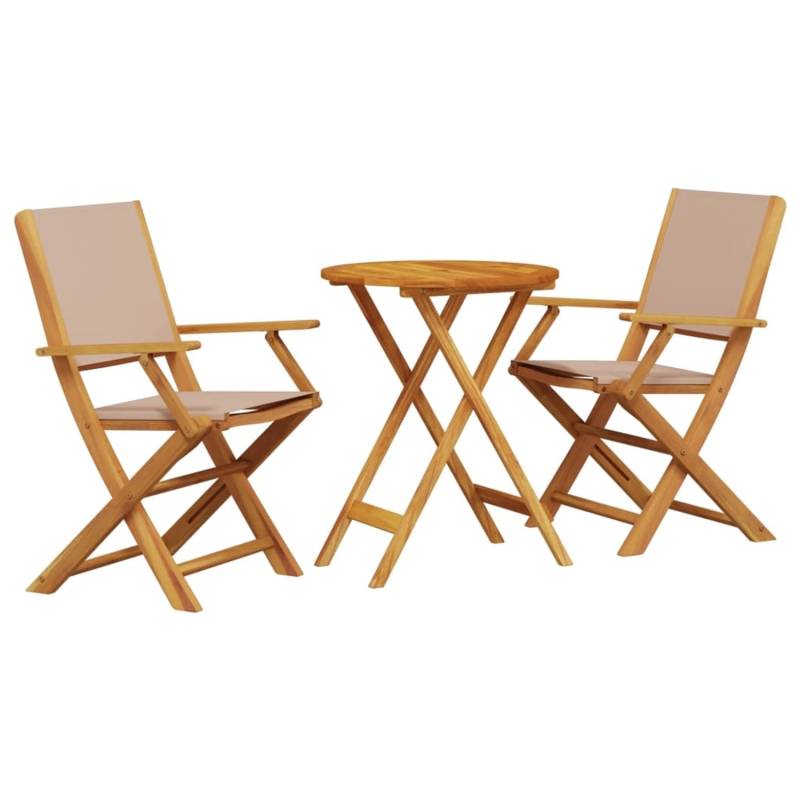 vidaXL 3-tlg Bistro-Set Taupe Stoff und Massivholz Modell 1 von VIDAXL