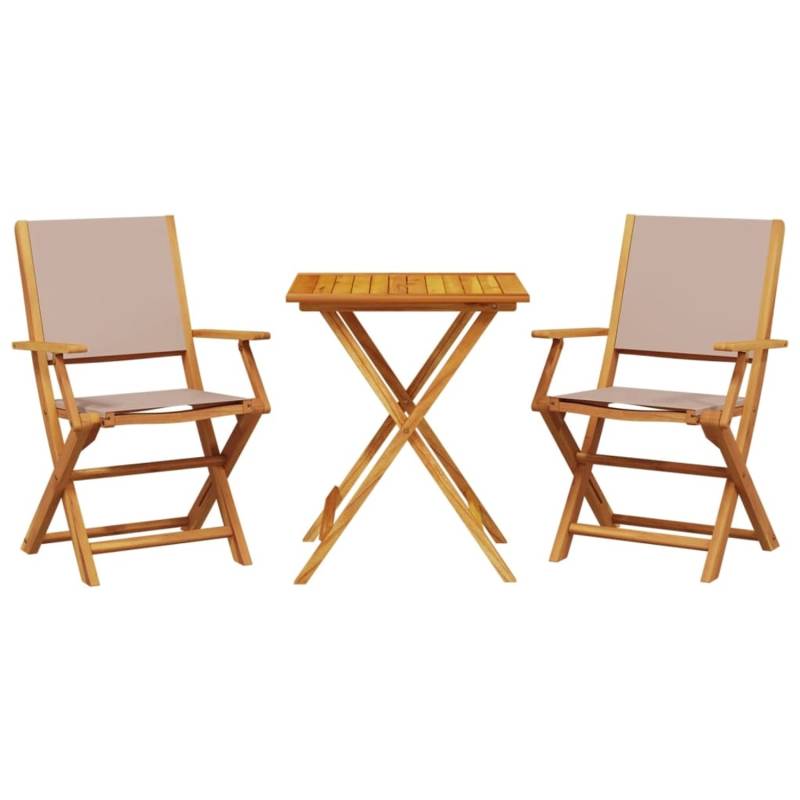 vidaXL 3-tlg Bistro-Set Taupe Stoff und Massivholz Modell 8 von VIDAXL