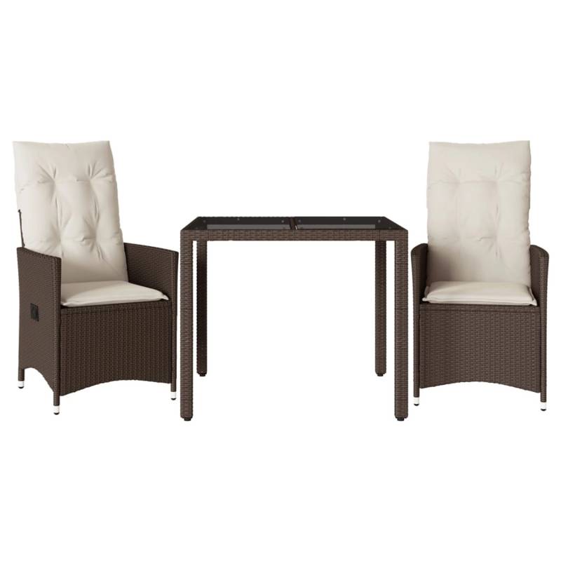 vidaXL 3-tlg Bistro-Set mit Kissen Braun Poly Rattan Modell 6 von VIDAXL