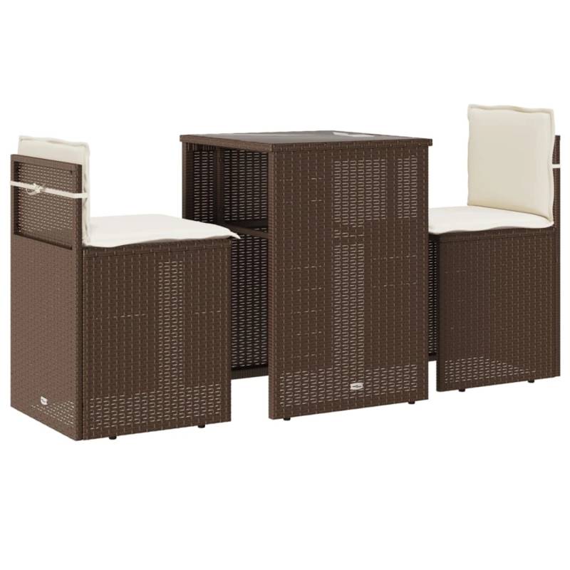 vidaXL 3-tlg Bistro-Set mit Kissen Braun Poly Rattan Modell 9 von VIDAXL