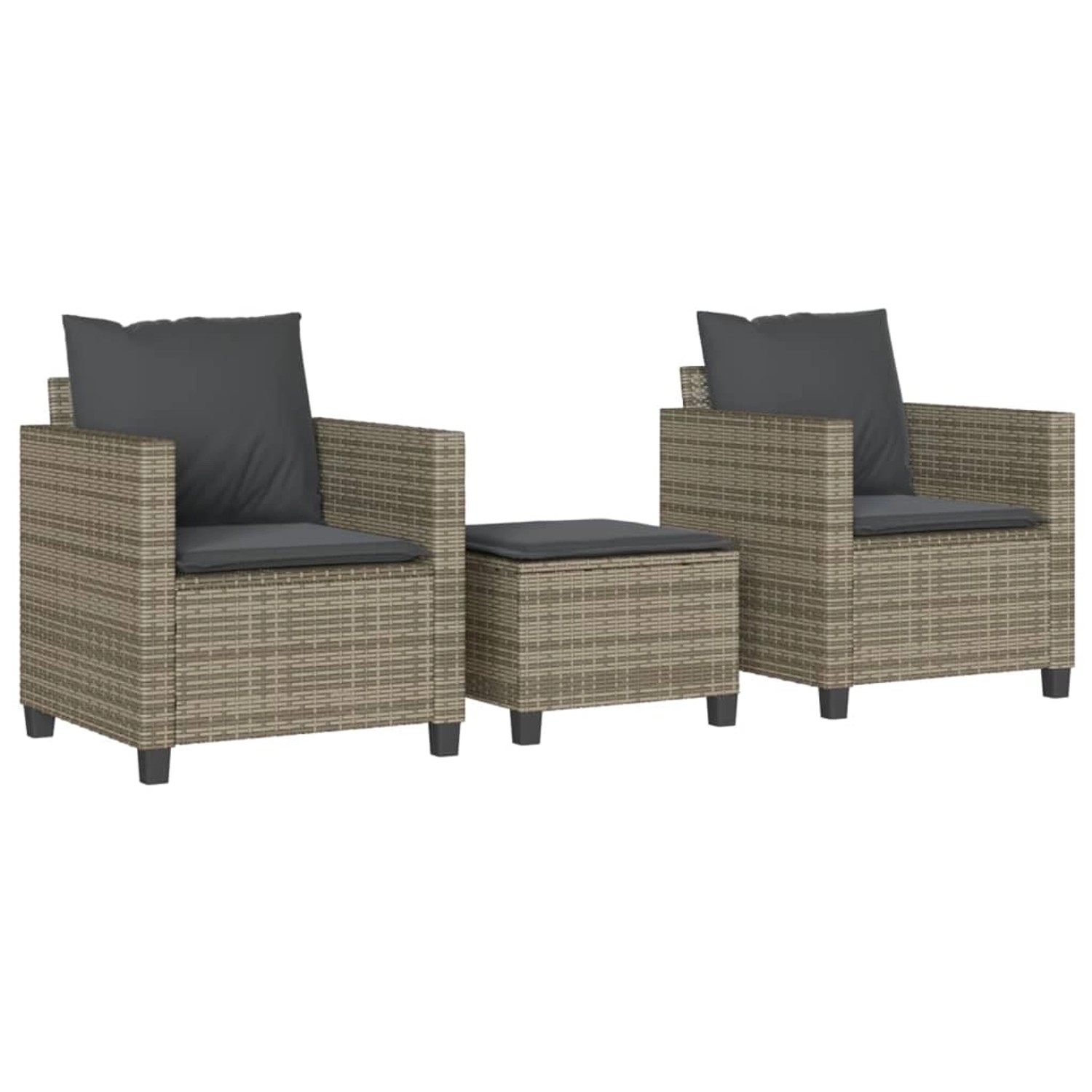vidaXL 3-tlg Bistro-Set mit Kissen Grau Poly Rattan Modell 20 vidaXL 3-tlg Bistro-Set mit Kissen Grau Poly Rattan Modell 20 von VIDAXL