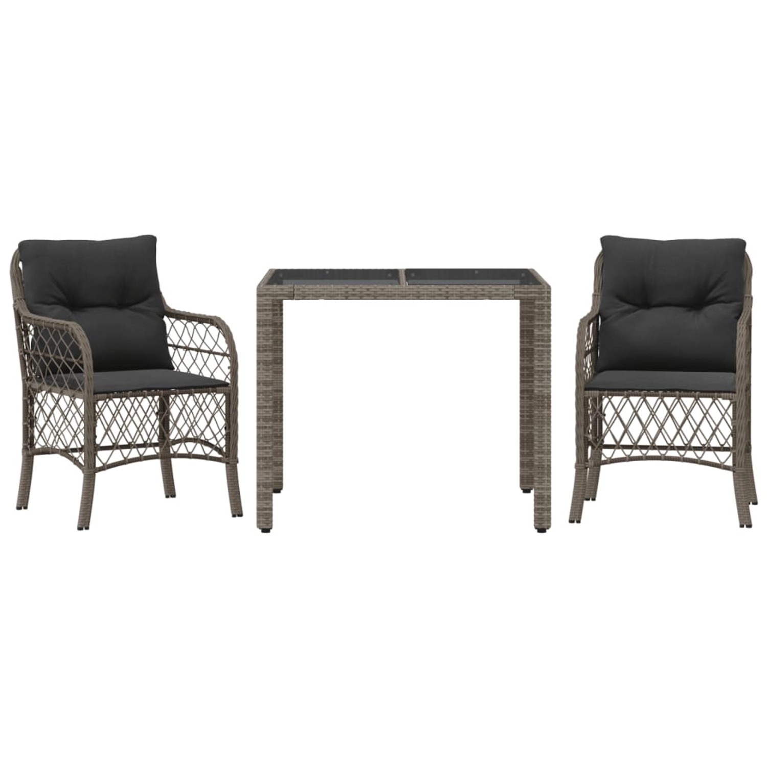 vidaXL 3-tlg Bistro-Set mit Kissen Grau Poly Rattan Modell 8 vidaXL 3-tlg Bistro-Set mit Kissen Grau Poly Rattan Modell 8 von VIDAXL