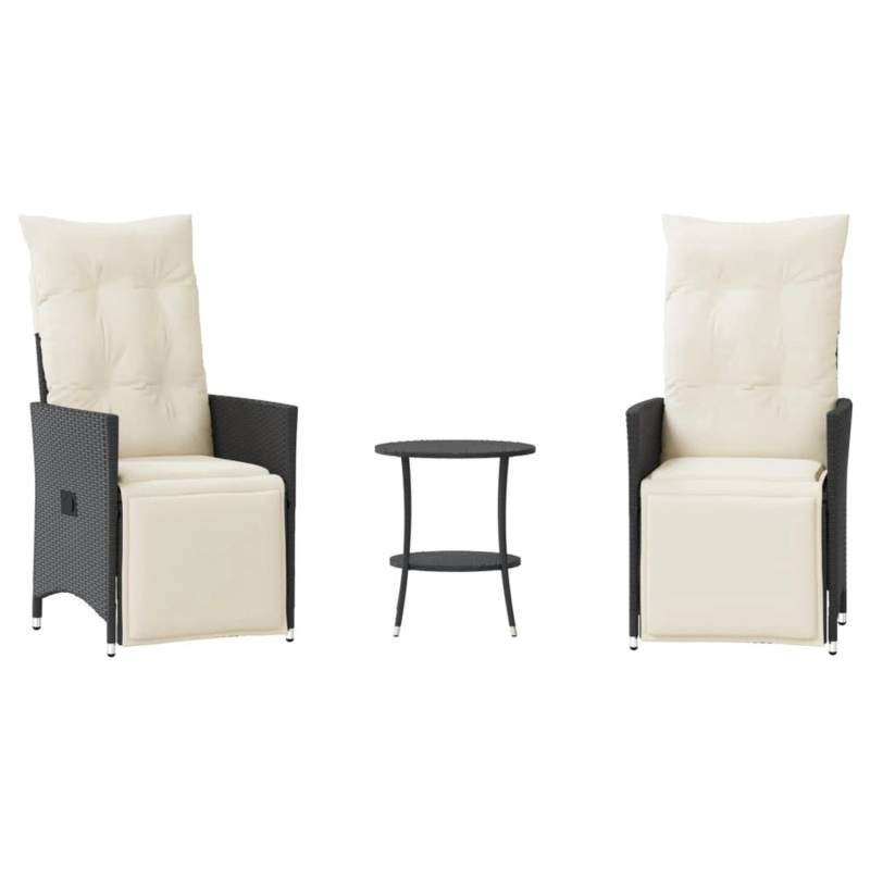vidaXL 3-tlg Bistro-Set mit Kissen Schwarz Poly Rattan Modell 23 von VIDAXL