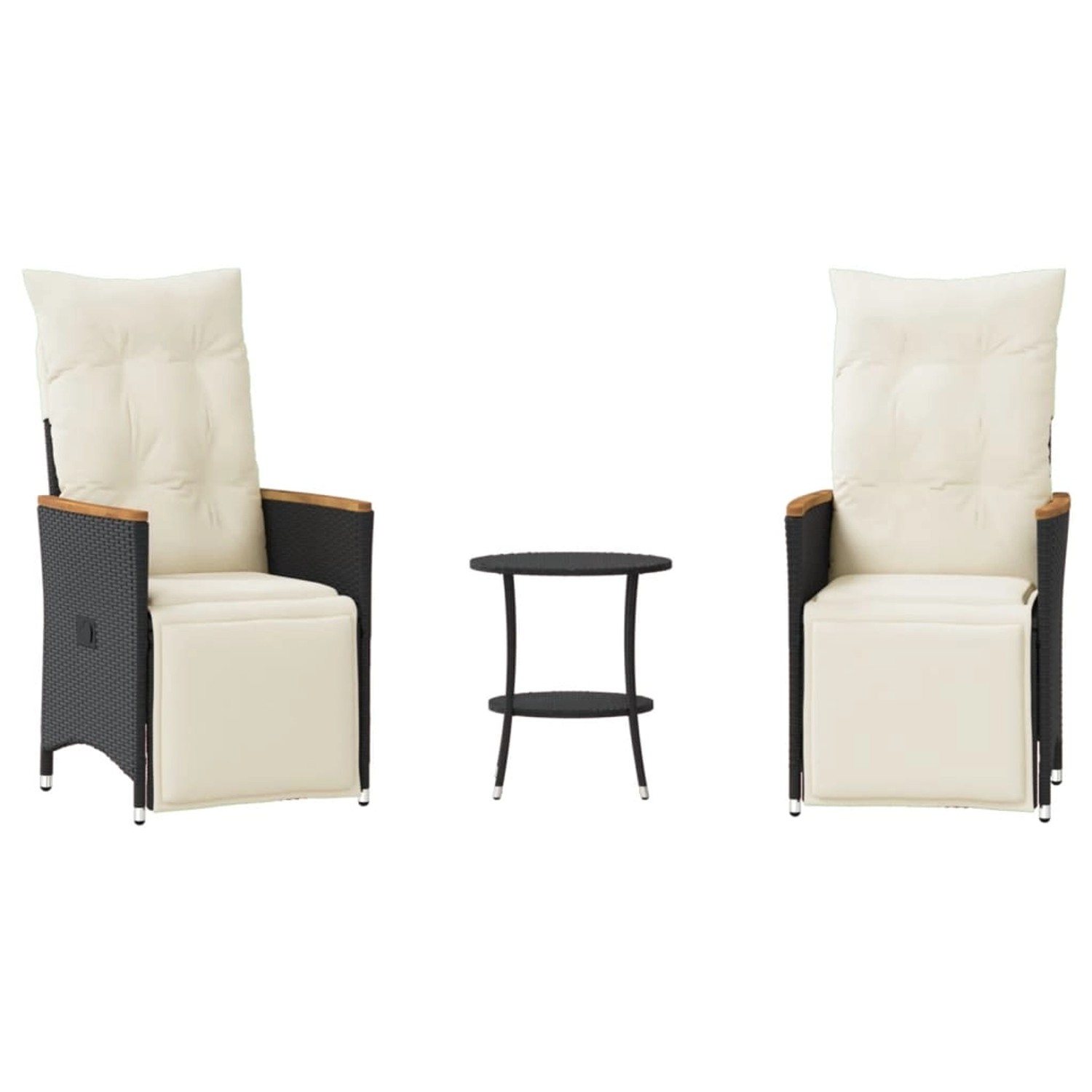 vidaXL 3-tlg Bistro-Set mit Kissen Schwarz Poly Rattan Modell 24 von VIDAXL