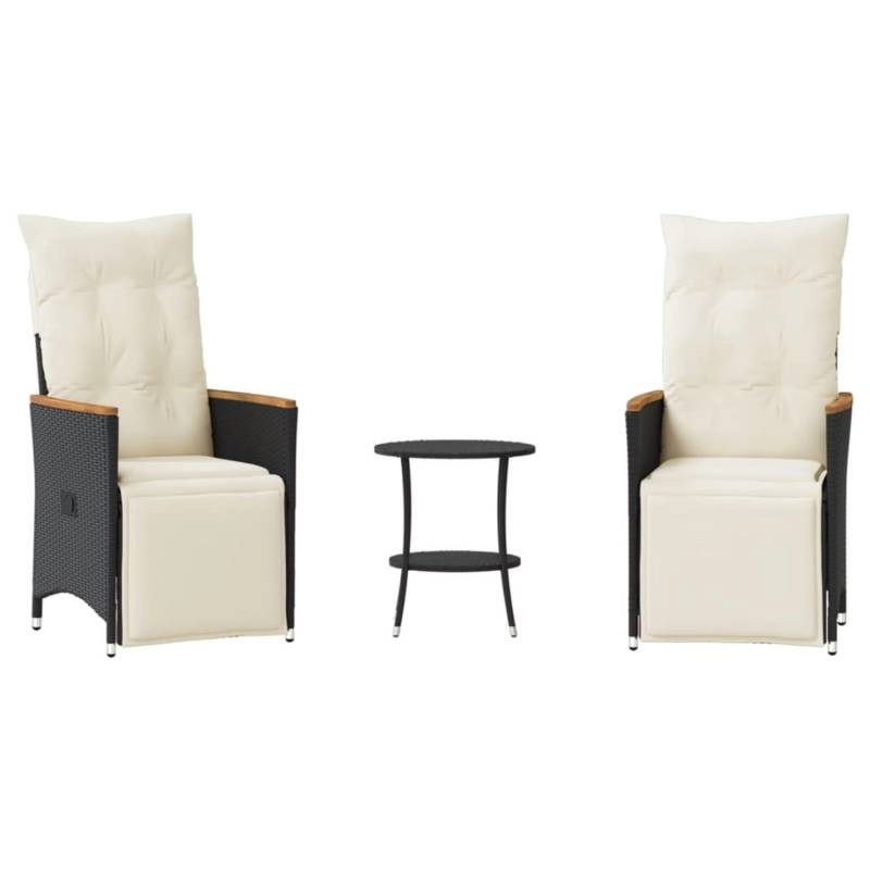vidaXL 3-tlg Bistro-Set mit Kissen Schwarz Poly Rattan Modell 24 von VIDAXL