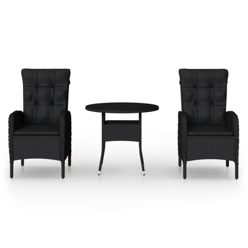 vidaXL 3-tlg Garten-Bistro-Set Poly Rattan Schwarz Modell 3 von VIDAXL