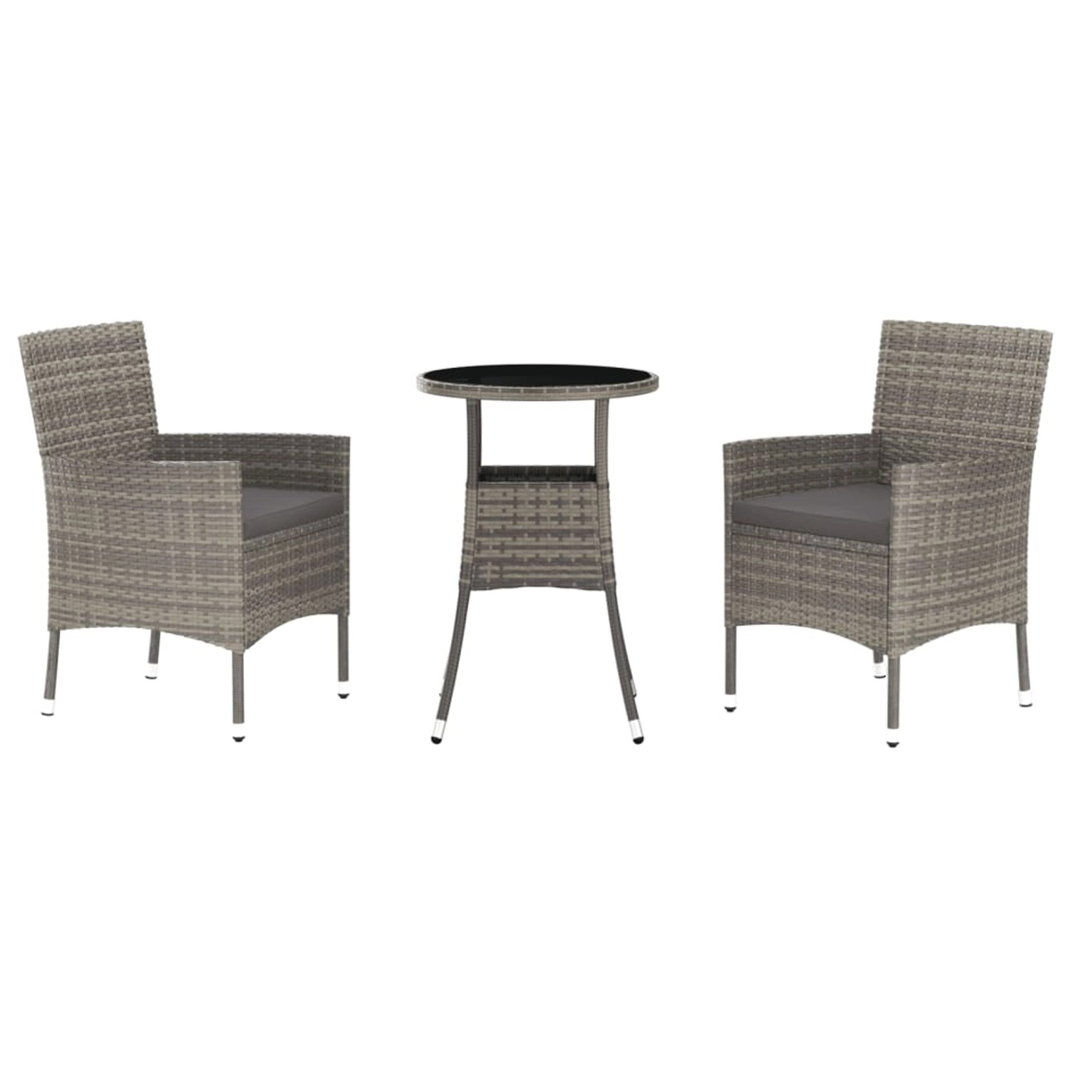 vidaXL 3-tlg Garten-Bistro-Set mit Kissen Grau Poly Rattan Modell 1 vidaXL 3-tlg Garten-Bistro-Set mit Kissen Grau Poly Rattan Modell 1 von VIDAXL