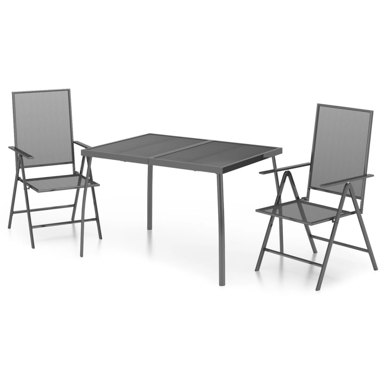 vidaXL 3-tlg Garten-Essgruppe Anthrazit Stahl Modell 5 von VIDAXL