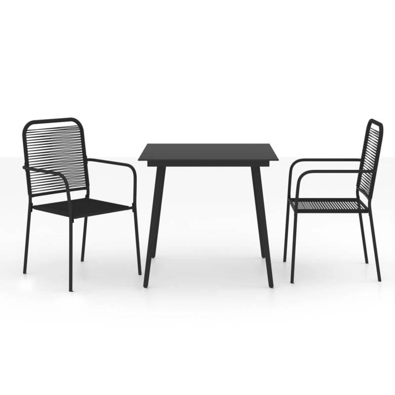 vidaXL 3-tlg Garten-Essgruppe Baumwollseil und Stahl Schwarz von VIDAXL
