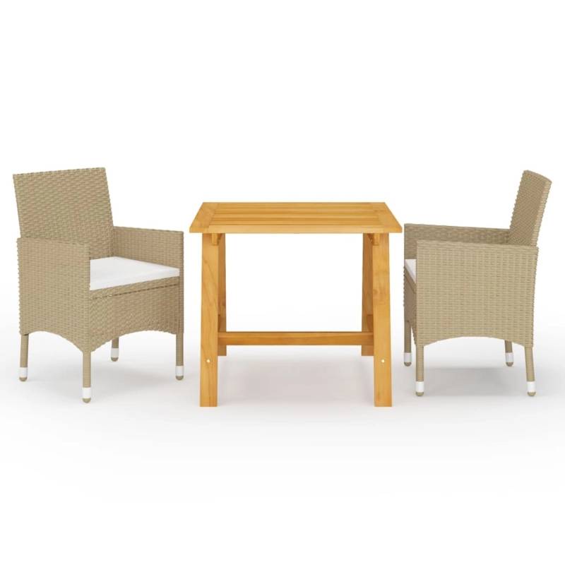 vidaXL 3-tlg Garten-Essgruppe Beige Modell 2 von VIDAXL
