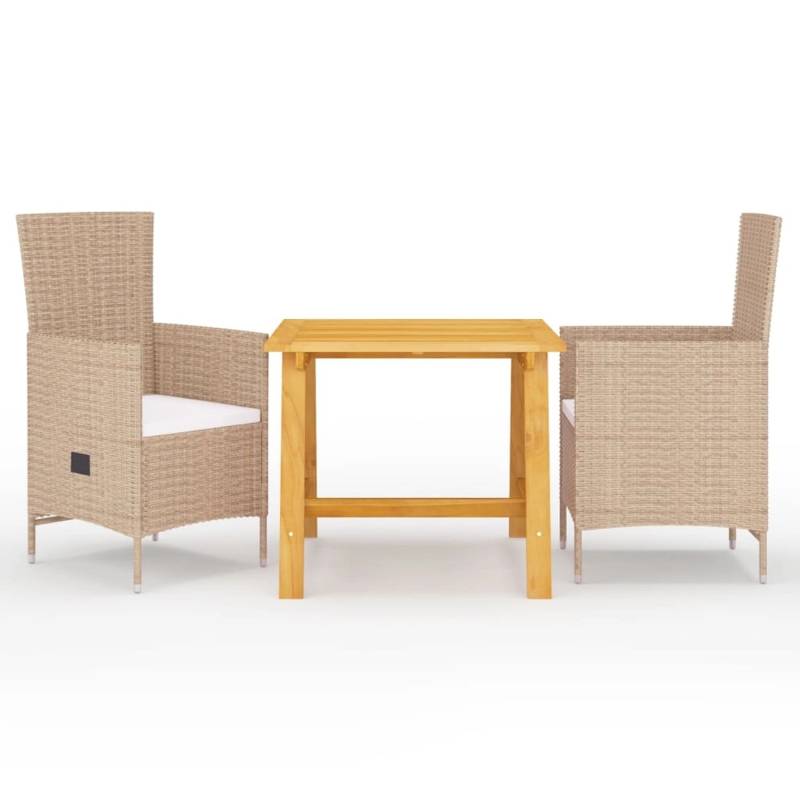 vidaXL 3-tlg Garten-Essgruppe Beige Modell 3 von VIDAXL