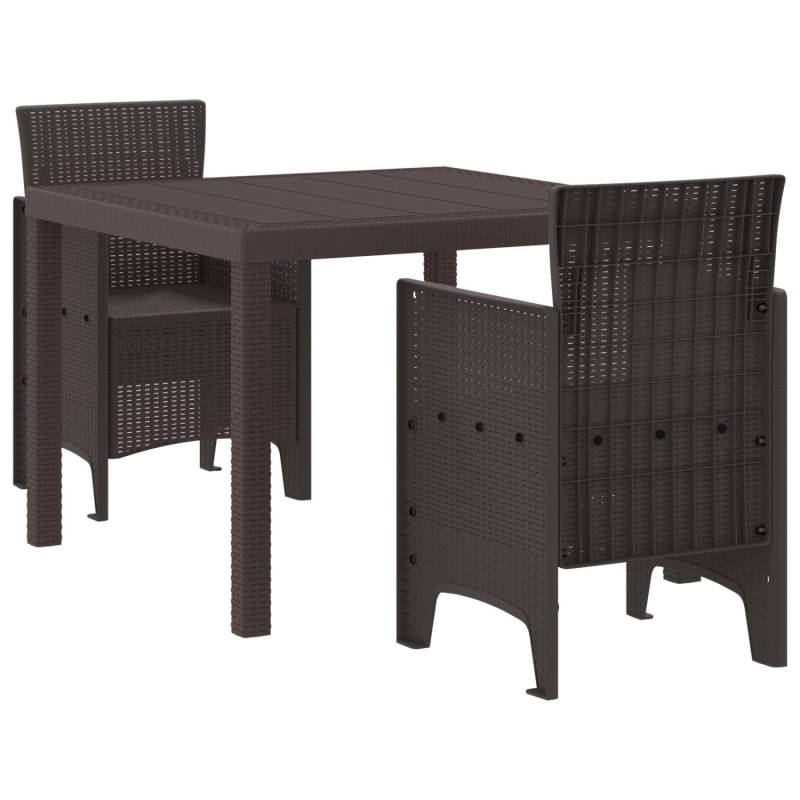 vidaXL 3-tlg Garten-Essgruppe Braun Poly Rattan 3378677 von VIDAXL