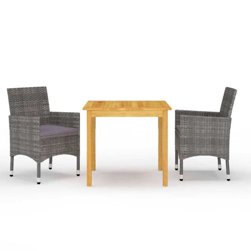 vidaXL 3-tlg Garten-Essgruppe Grau Modell 1 von VIDAXL