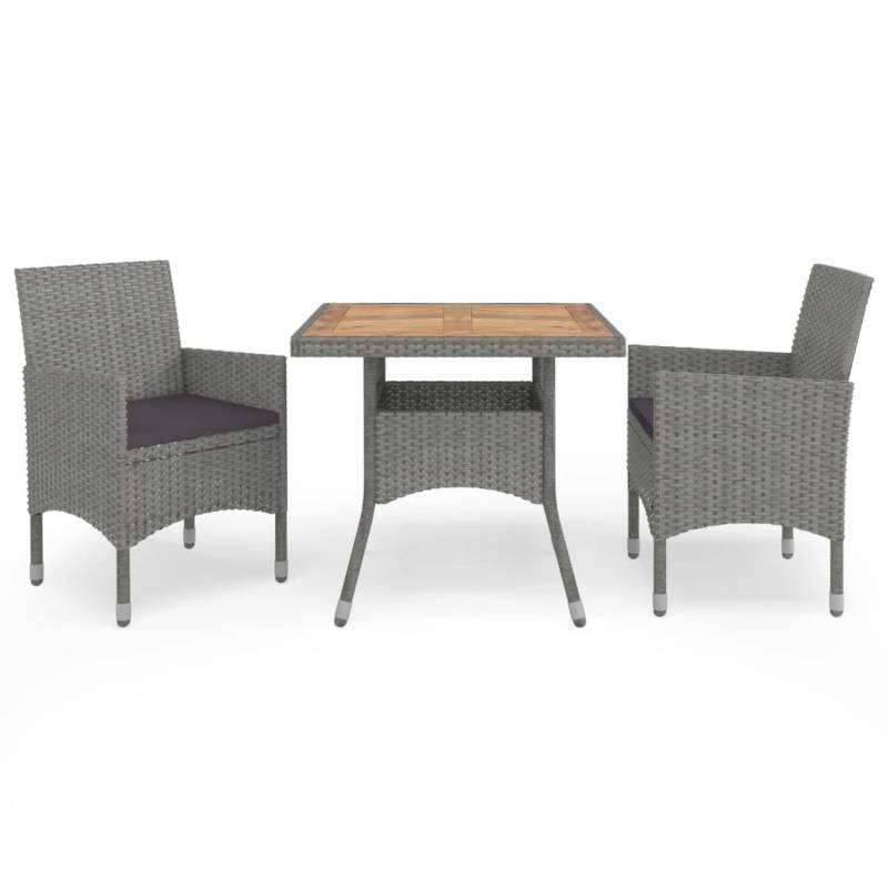 vidaXL 3-tlg Garten-Essgruppe Grau Poly Rattan und Akazienholz Modell 1 von VIDAXL