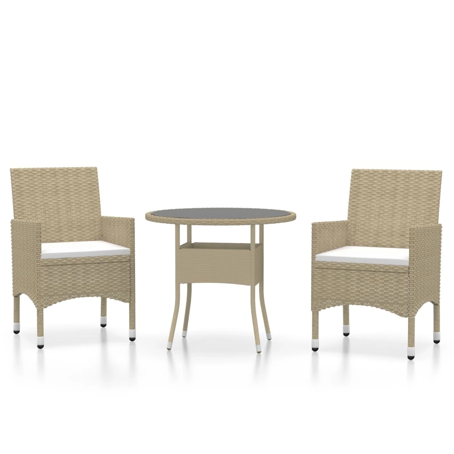 vidaXL 3-tlg Garten-Essgruppe Poly Rattan Beige vidaXL 3-tlg Garten-Essgruppe Poly Rattan Beige von VIDAXL