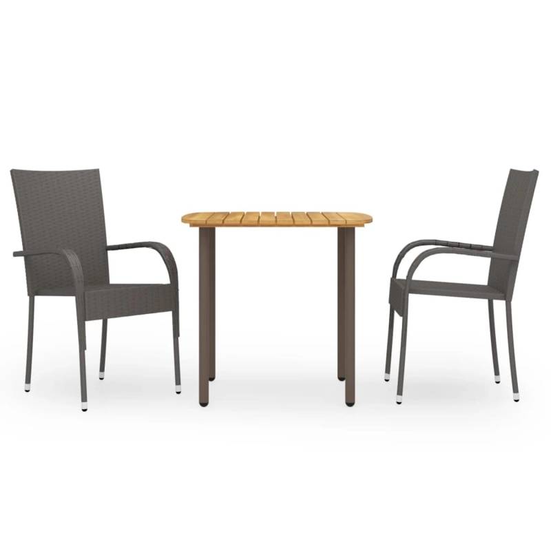 vidaXL 3-tlg Garten-Essgruppe Poly Rattan Braun Modell 1 von VIDAXL