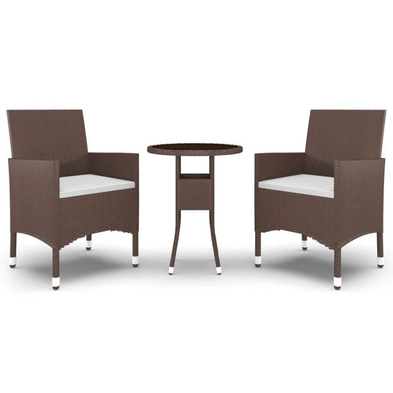vidaXL 3-tlg Garten-Essgruppe Poly Rattan Braun Modell 2 von VIDAXL