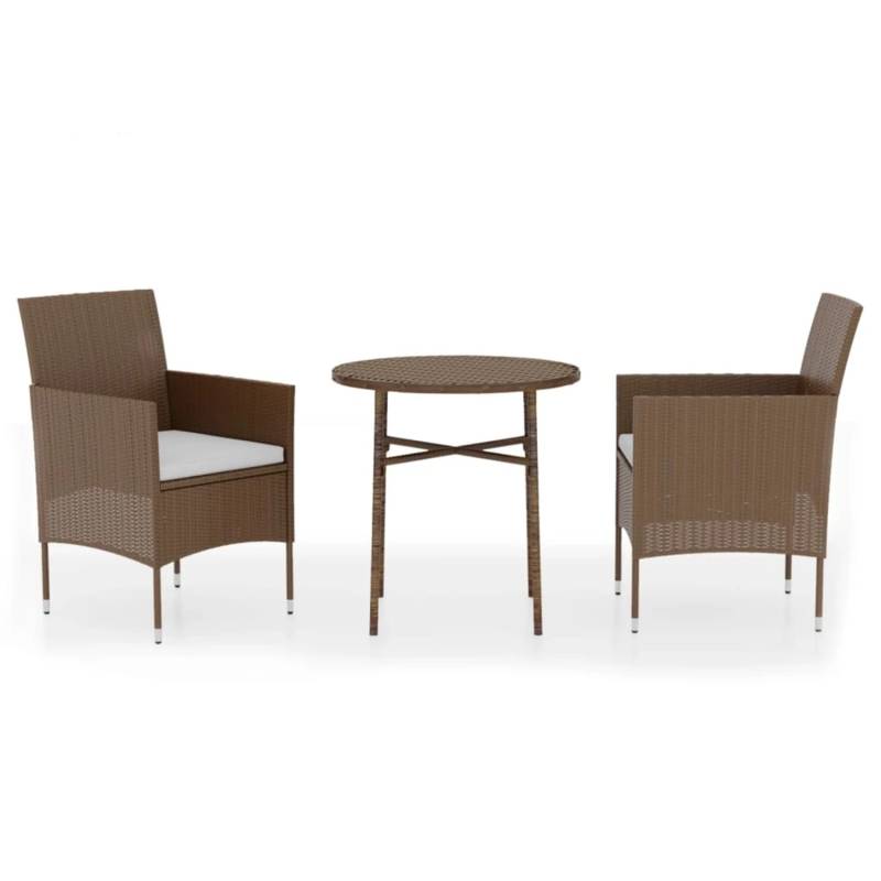 vidaXL 3-tlg Garten-Essgruppe Poly Rattan Braun Modell 5 von VIDAXL