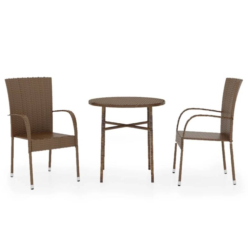 vidaXL 3-tlg Garten-Essgruppe Poly Rattan Braun Modell 6 von VIDAXL