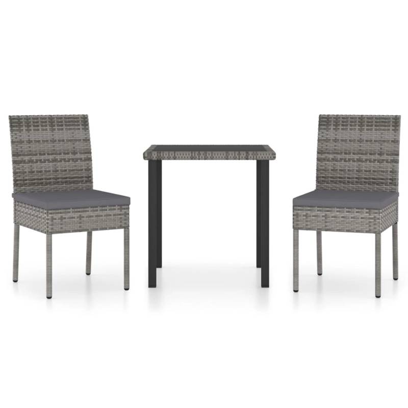 vidaXL 3-tlg Garten-Essgruppe Poly Rattan Grau Modell 1 von VIDAXL