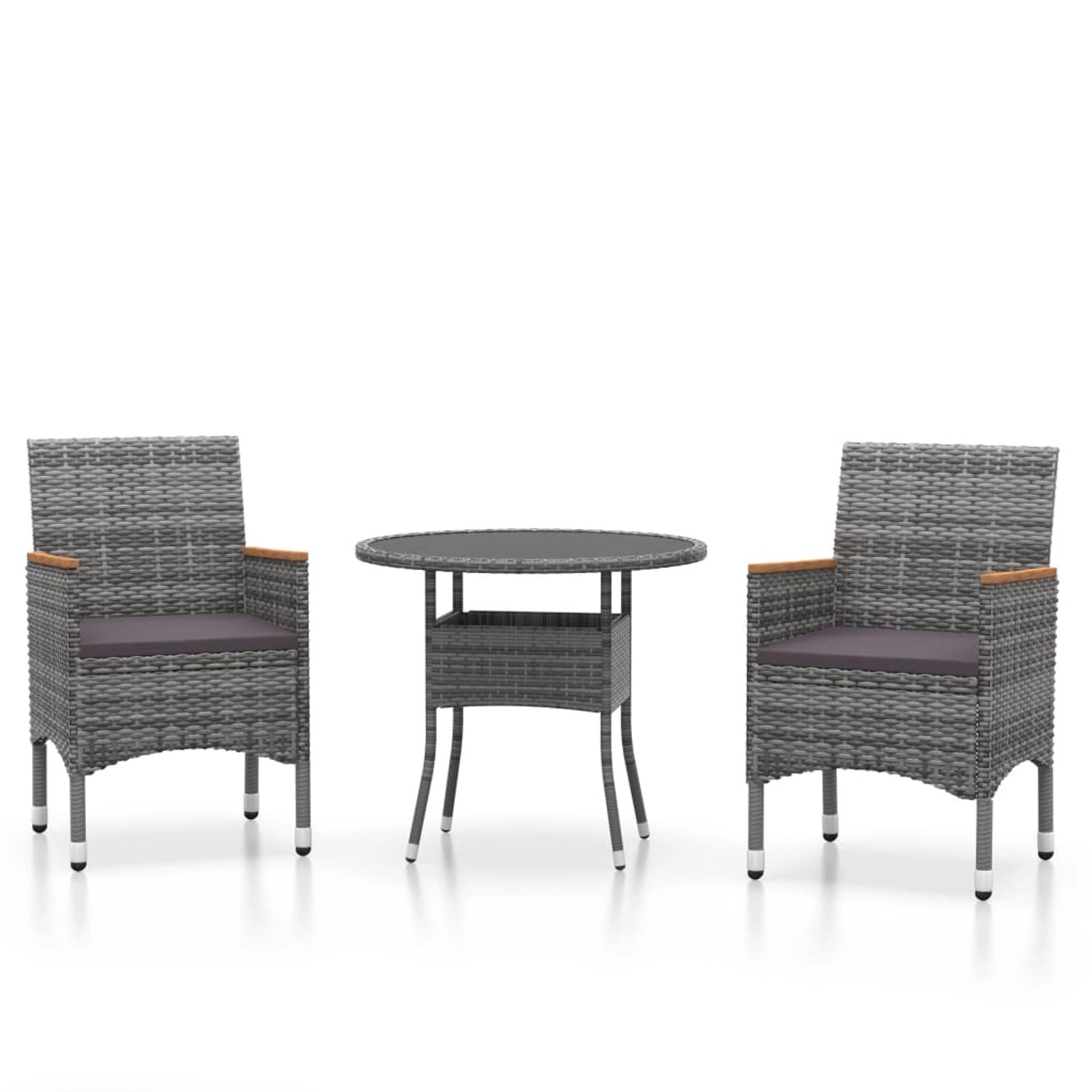 vidaXL 3-tlg Garten-Essgruppe Poly Rattan Grau Modell 11 von VIDAXL