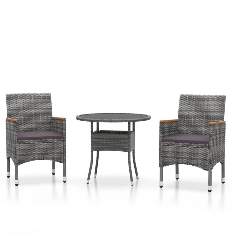 vidaXL 3-tlg Garten-Essgruppe Poly Rattan Grau Modell 11 von VIDAXL
